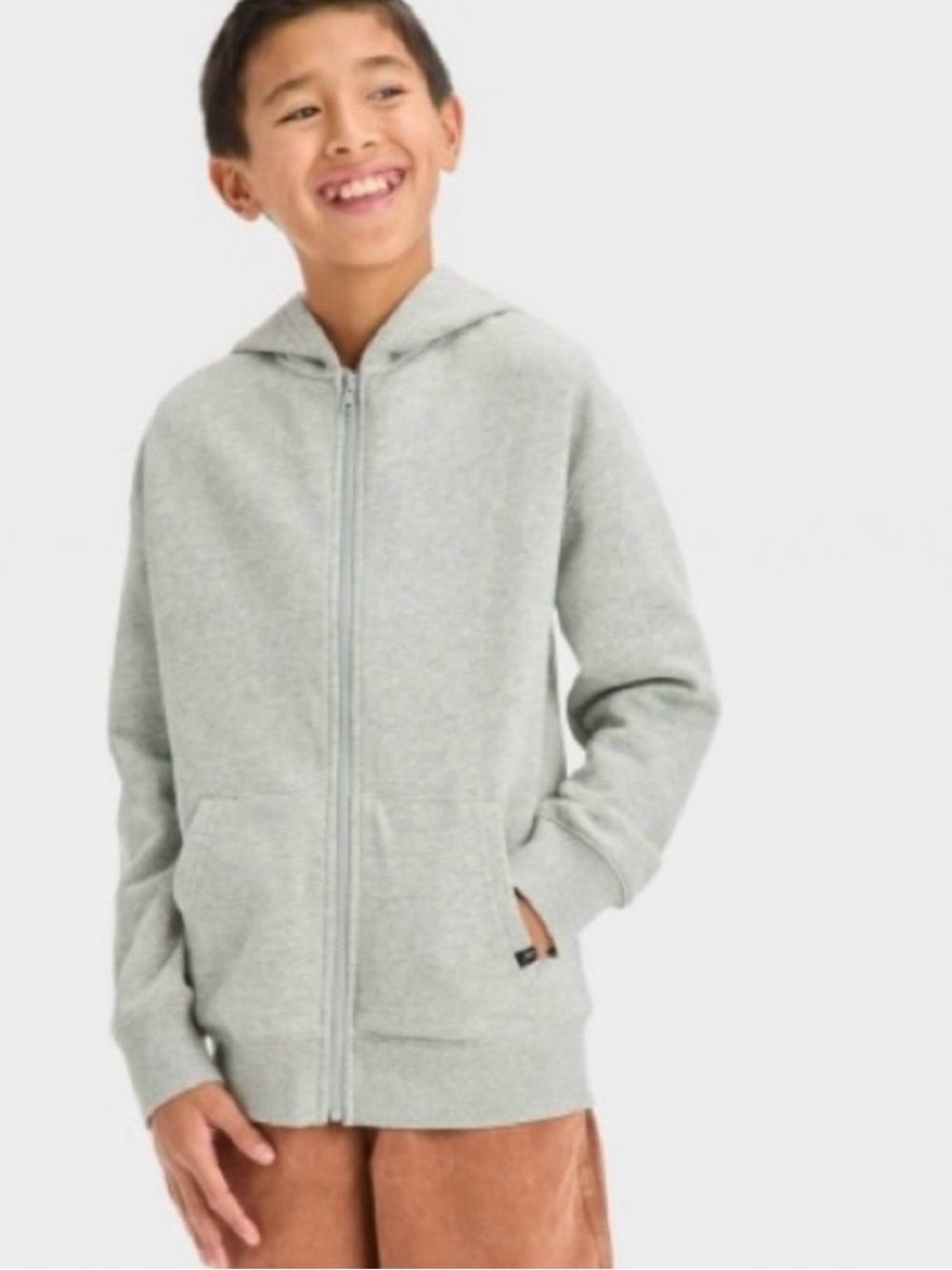 Boys' Zip-up Hooded Sweatshirt - Art Class Light Gray Size Large New